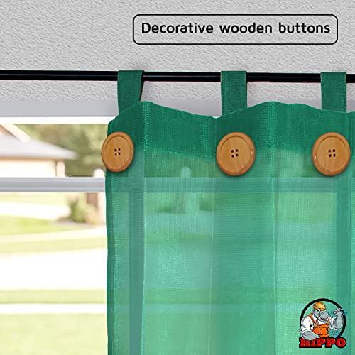 HIPPO Outdoor Balcony Sun, UV & Dust Protection Curtain HDPE Light Filtering 150 GSM Tab-Top Loop with Decorative Button Curtains for Home, Garden, Varanda, Hotel (Green, 4.5FTX4.5FT, 2 PC) - Image 4