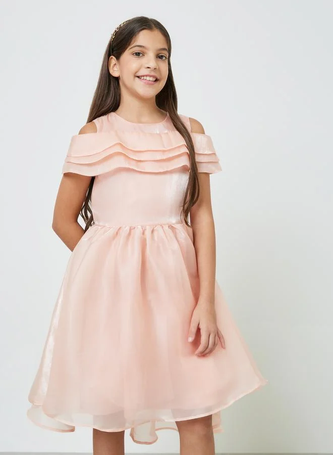 Take Two Girls Light Pink A-Line Midi Dress