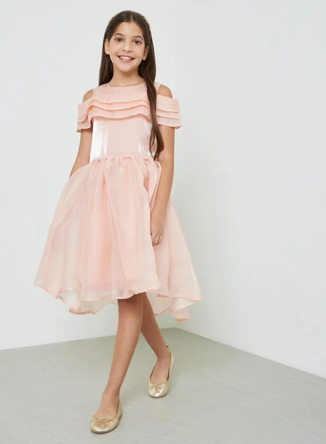 Take Two Girls Light Pink A-Line Midi Dress
