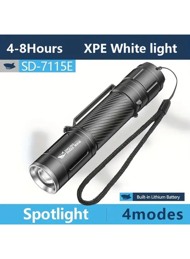 Black SD 7115E LED Flashlight Super Bright 3 Modes USB C Rechargeable For Camping - Image 1