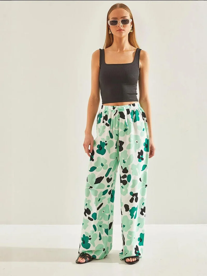 LUCCI Abstract Print Wide Leg Relaxed Pants