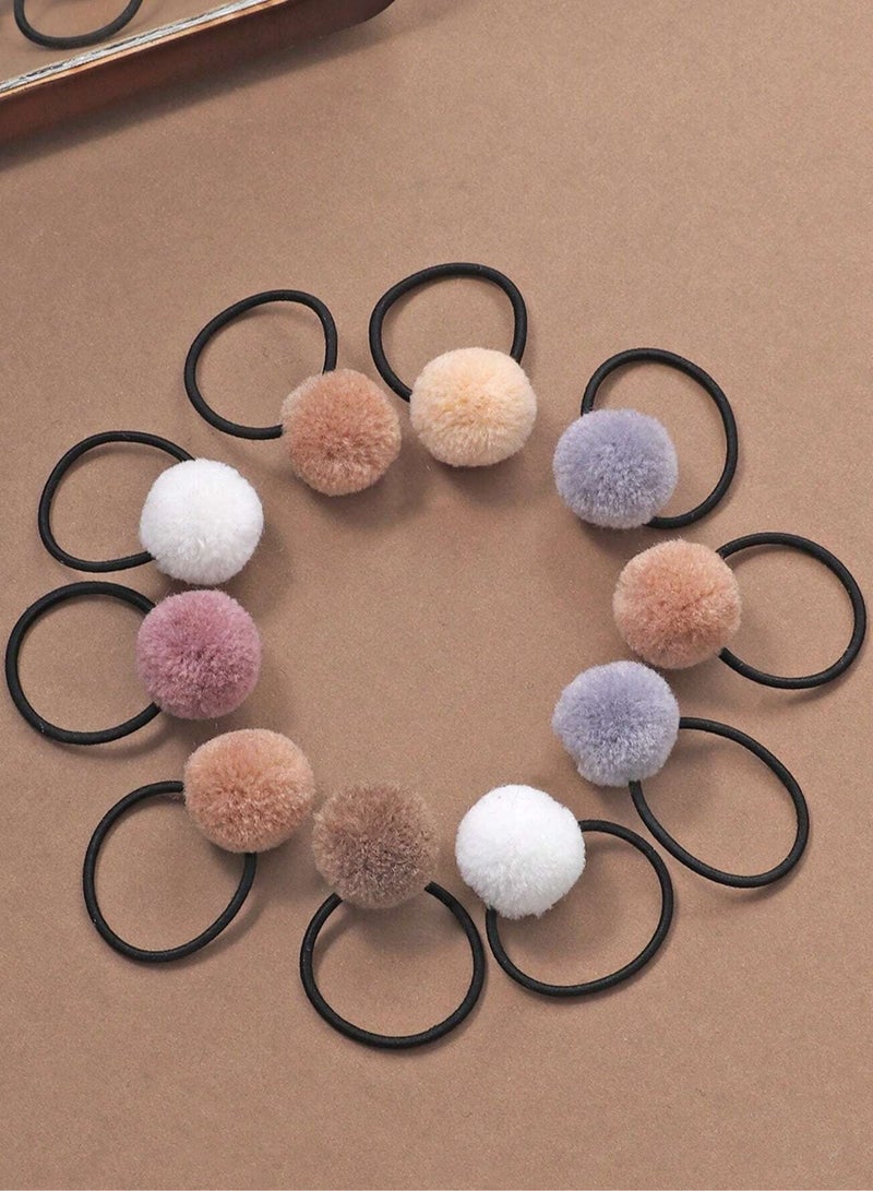 إسكدنيا ربطات شعر مطاطية بتصميم كره صوف لطيفه بالوان متعدده مناسبة للبنات 30  قطعة - Image 2