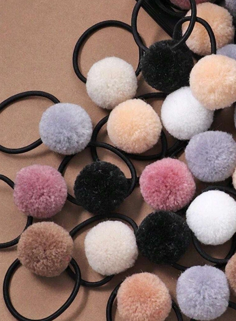 إسكدنيا ربطات شعر مطاطية بتصميم كره صوف لطيفه بالوان متعدده مناسبة للبنات 30  قطعة - Image 5
