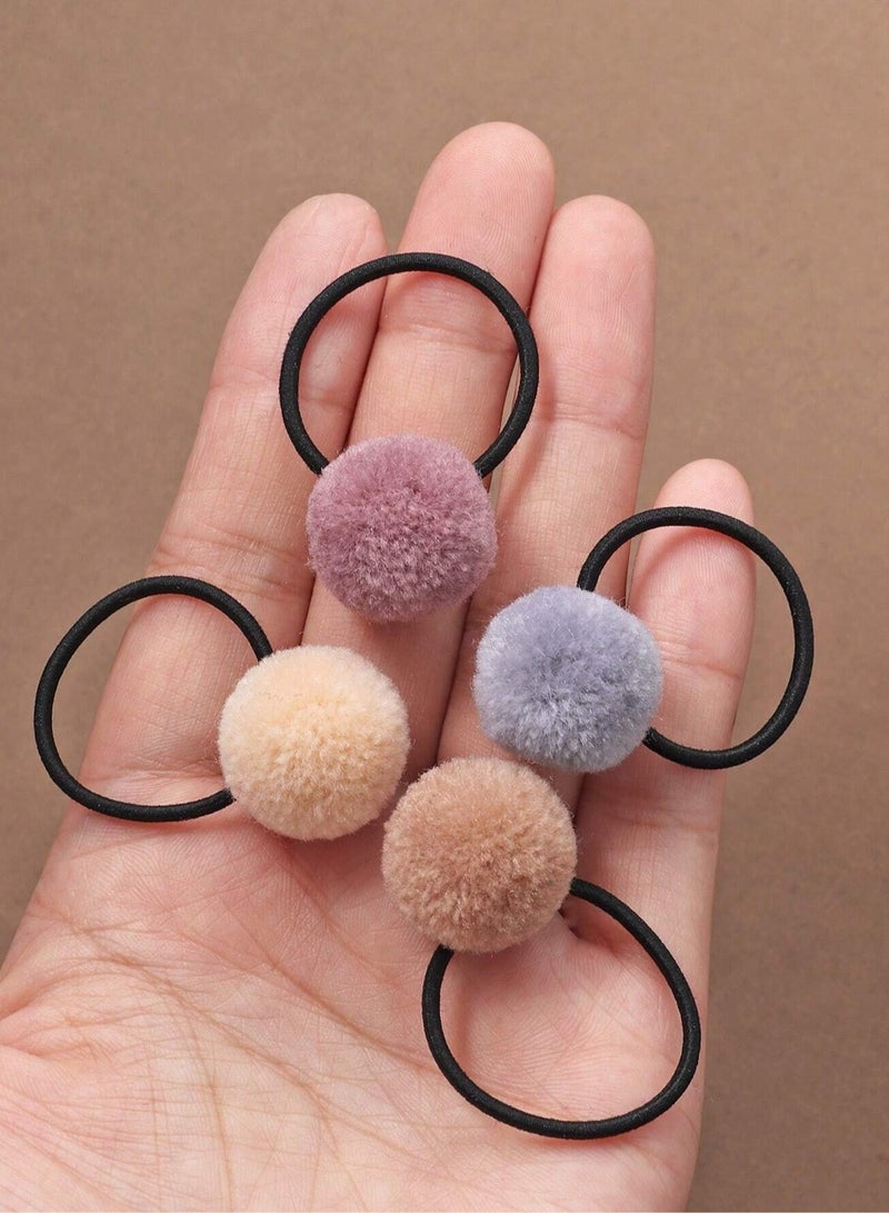 إسكدنيا ربطات شعر مطاطية بتصميم كره صوف لطيفه بالوان متعدده مناسبة للبنات 30  قطعة - Image 4