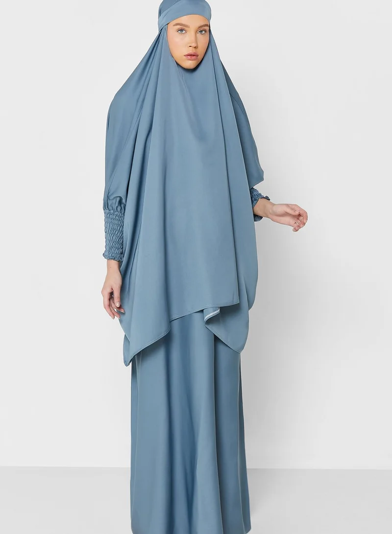 NUKHBAA Cuffed Cape Sleeve Prayer Dress