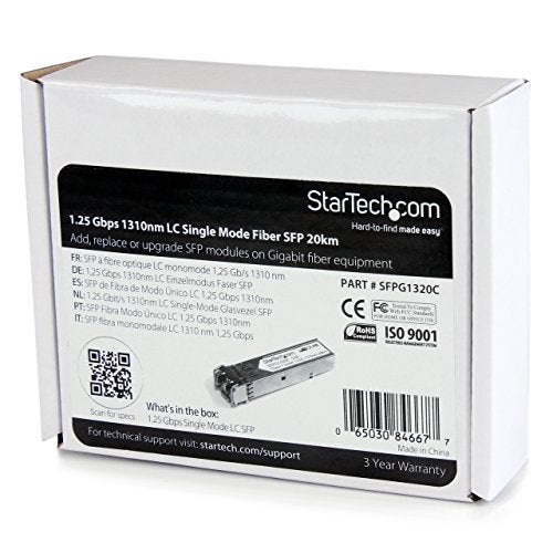 StarTech.com Cisco GLC-LH-SMD Compatible SFP Module - 1000BASE-LH - 1GbE Single Mode Fiber SMF Optic Transceiver - 1GE Gigabit Ethernet SFP - LC 20km - 1310nm - DDM Cisco Firepower (SFPG1320C) - Image 5