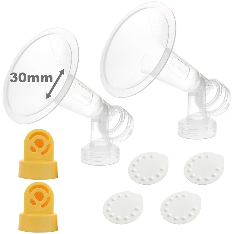 Nenesupply Pump Parts with 30mm flanges Compatible with Medela Breastpumps Incl. Flange Breastshield Valve Membrane for Pump in Style Symphony Swing Not Original Medela Pump Parts - Image 1