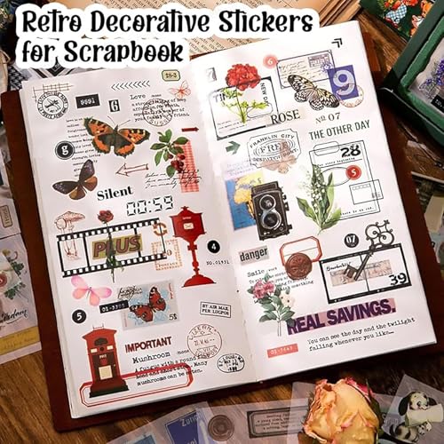 FAMOUS QUALITY Self Adhesive 640Pcs /100 Sheets, Vintage Nature Stickers, Retro Decorative Sticker's for Scrapbook, Sticker's for Project, Japanese Style Sticker Set, Journals, Scrapbooking - Image 4