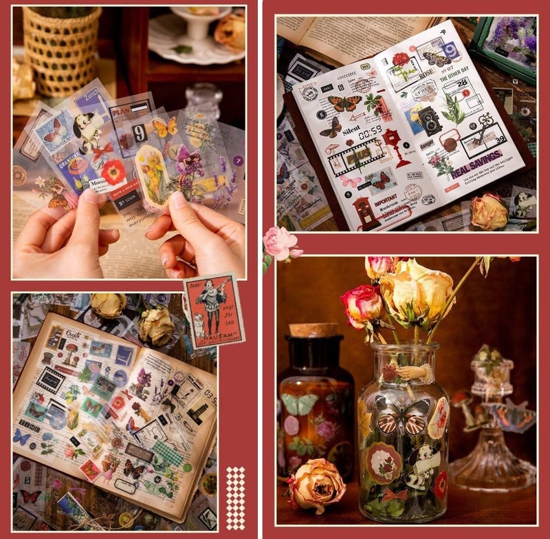 FAMOUS QUALITY Self Adhesive 640Pcs /100 Sheets, Vintage Nature Stickers, Retro Decorative Sticker's for Scrapbook, Sticker's for Project, Japanese Style Sticker Set, Journals, Scrapbooking - Image 2