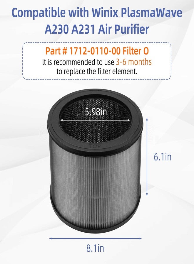 Pulluty A231 A230 Replacement Filter O for Winix A230 and A231 Air Purifier,3 in 1 H13 True HEPA High-Efficiency Activated Carbon Filter.Compare to Part # 1712-0110-00, 1712011000,2 Pack - Image 4