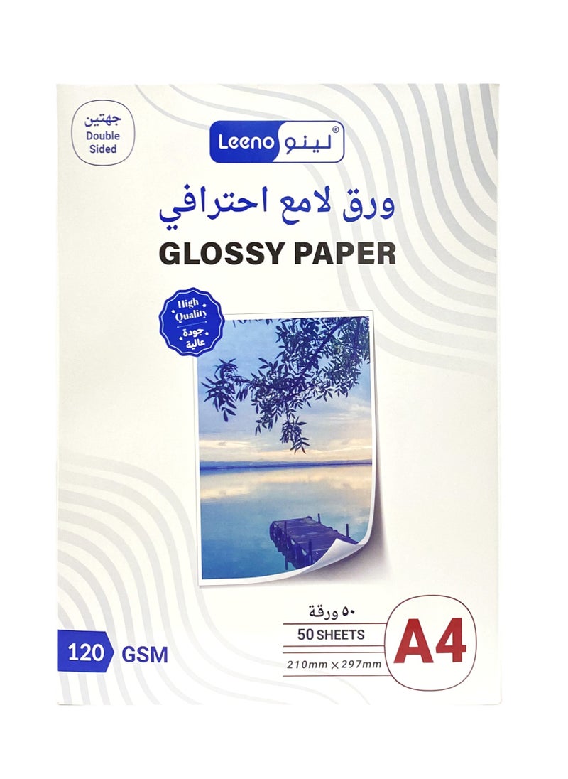 LEENO ورق الصور اللامع المزدوج A4 50s 120g 
