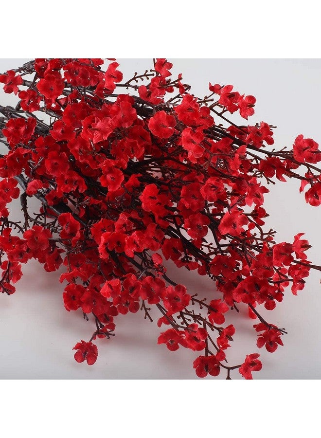 Satyam Kraft 5 Pcs Artificial Baby'S Breath Gypsophila Flower Sticks Fake Bunch Decorative Items For Home,Living Room, Table Decoration, Raksha Bandhan(Without Vase)(Red)(Fabric)  - Image 4