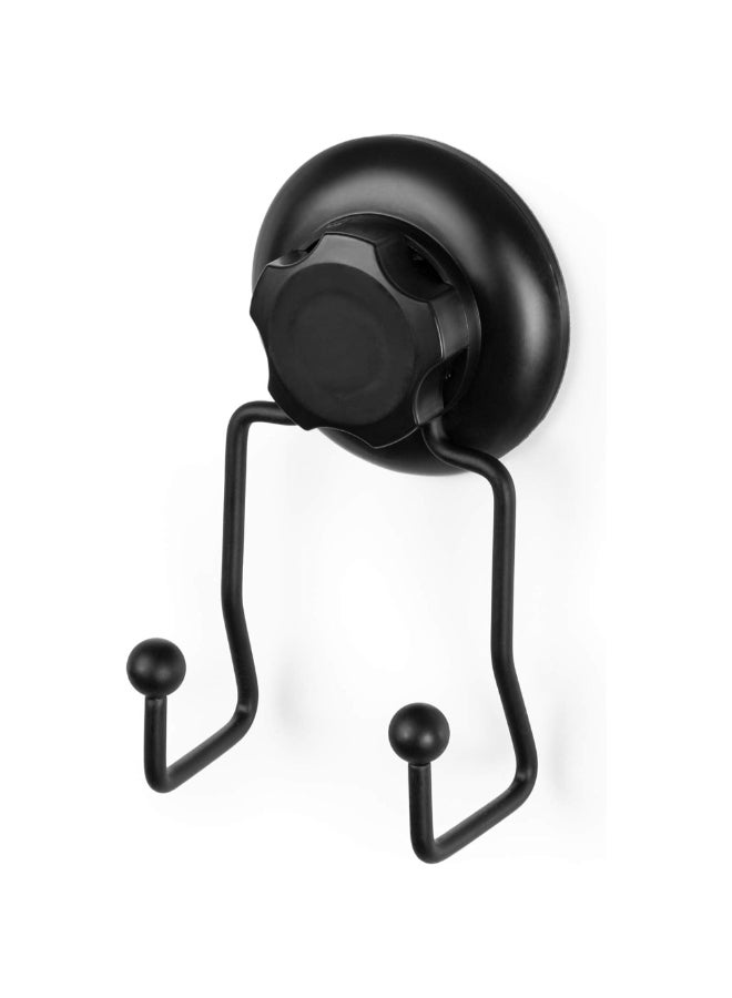 COMPACTOR Bestlock Suction Cup Wall Mount Double Storage Hook Black 14 x 7.1 x 5.5 cm RAN9773 - Image 1