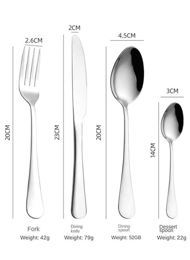 RollsTimi  24 Pieces Stainless Steel Flatware Set with Stand,Cutlery Set Mirror Polished,Service for 6,Include Knife/Fork/Spoon/Teaspoon,Silver - Image 4
