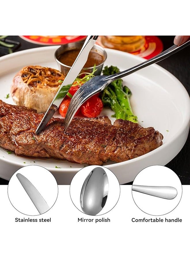 RollsTimi  24 Pieces Stainless Steel Flatware Set with Stand,Cutlery Set Mirror Polished,Service for 6,Include Knife/Fork/Spoon/Teaspoon,Silver - Image 5