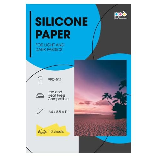 PPD Silicone Paper for Heat Transfer, 8.5 x 11 inch Protective Sheet Cover for use with Iron or Heat Press Machine for T Shirts, Non Stick & Reusable (10 Pack) - Image 1