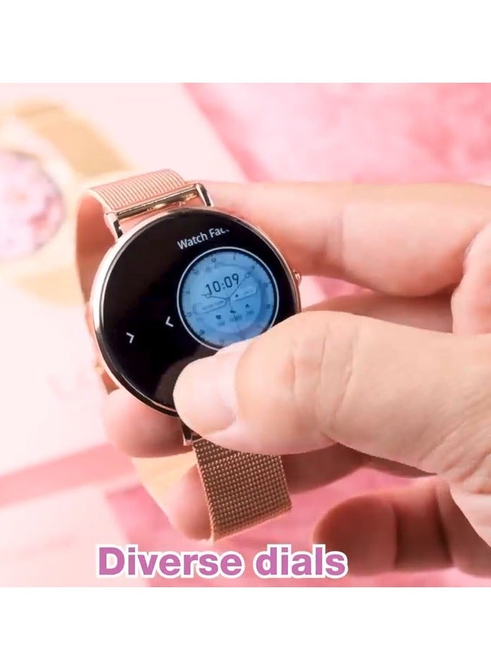 Telzeal LOLA-6 Round Shape Ultra-Slim Smartwatch with 3 Interchangeable Straps and Charging Cable Designed for Ladies Black - Image 4