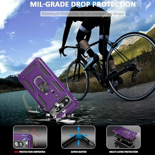 Realcase Google Pixel 8 Pro Back Cover Case | Heavy Duty Dual Layer Hybrid Shock Proof Armor Defender Ring Case Back Cover For Google Pixel 8 Pro 5G (Purple) - Polycarbonate - Image 5