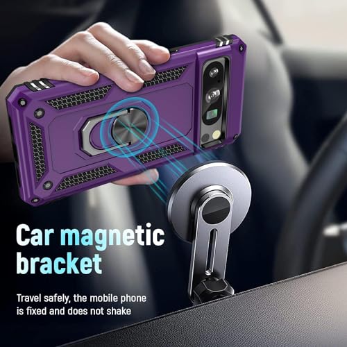 Realcase Google Pixel 8 Pro Back Cover Case | Heavy Duty Dual Layer Hybrid Shock Proof Armor Defender Ring Case Back Cover For Google Pixel 8 Pro 5G (Purple) - Polycarbonate - Image 4