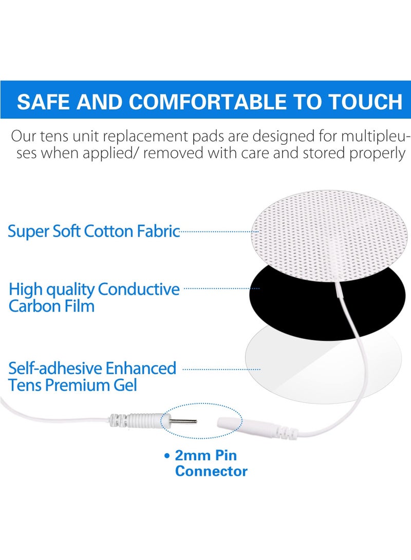 Generic 20PCS Round Electrodes Pads 1.25" Reusable Carbon Electrotherapy Pads for EMS Muscle Stimulator with 2.0 mm Pigtail Connectors Reusable Skin Patch for Muscle  - Image 2