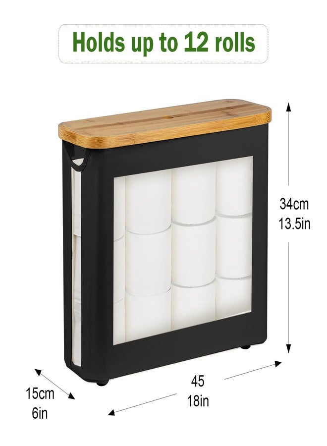 Vathery Toilet Paper Basket, Toilet Paper Storage with Lid - Bamboo Toilet Paper Holder, Bathroom Organizer for Toilet Tissue, Free Standing Toilet Paper Storage Bin with Handle - Image 2