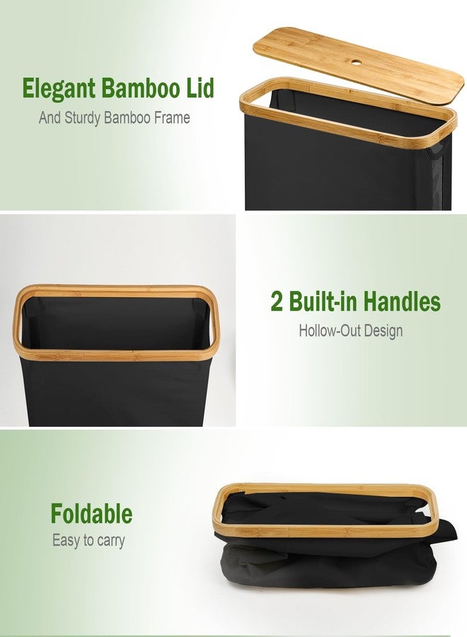Vathery Toilet Paper Basket, Toilet Paper Storage with Lid - Bamboo Toilet Paper Holder, Bathroom Organizer for Toilet Tissue, Free Standing Toilet Paper Storage Bin with Handle - Image 3