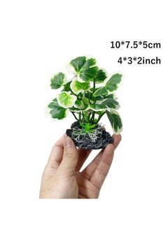 Smoothedo-Pets Fish Tank Decorations Aquarium Decor Ornaments Betta Leaf pad Hammock 4inch/Small Size Silk Artificial Plant Goldfish Bowl/Reptiles Plants (A-4pcs Set/Green)  - Image 4