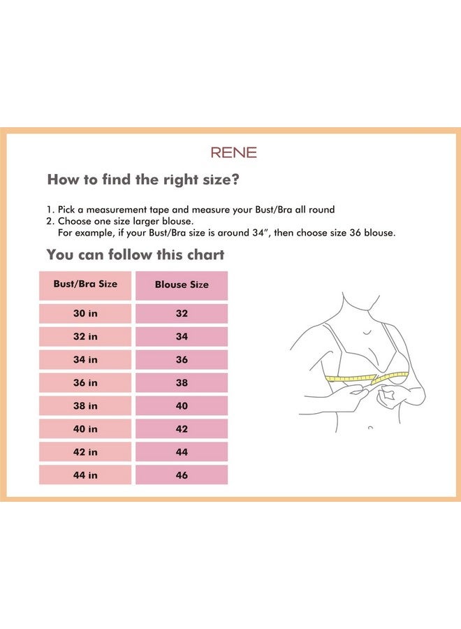 RENE Women's Cotton Embroidered Half Sleeve Blouse (D-005183-BLUE-42_Blue_42) - Image 4