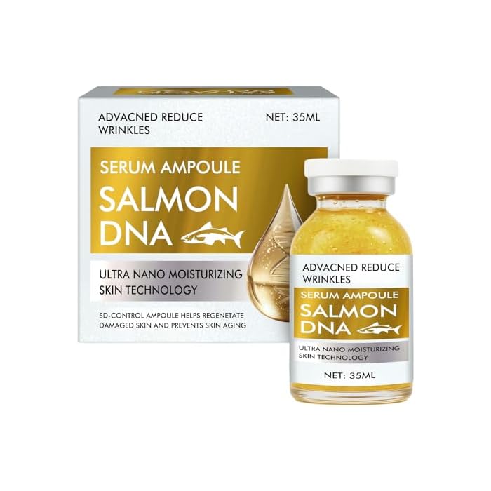 Salmon DNA Ampoule, 35ml Hydrating Microneedling Serum, Moisturizing & Plumping Facial Treatment, Helps Improve Wrinkles and Skin Barrier for Face and Body