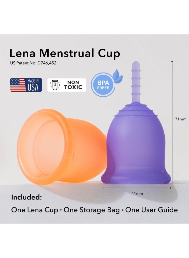 Lena Sensitive Menstrual Cup - Reusable, Soft Silicone, Light & Heavy Flow, Beginner Use - Ideal Alternative to Tampons, Pads, Period Underwear - Period Solution - Regular Capacity - Coral - Image 2
