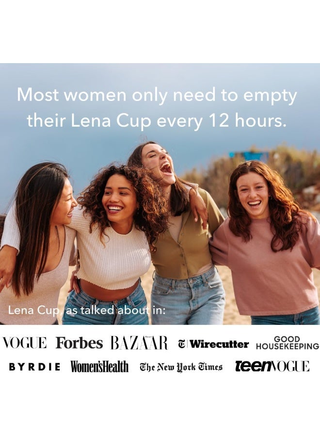 Lena Sensitive Menstrual Cup - Reusable, Soft Silicone, Light & Heavy Flow, Beginner Use - Ideal Alternative to Tampons, Pads, Period Underwear - Period Solution - Regular Capacity - Coral - Image 5