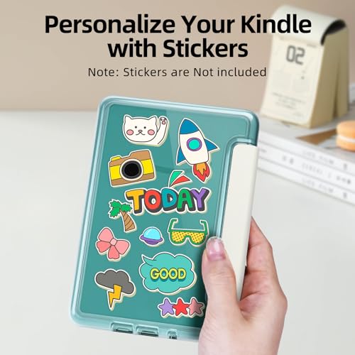 HOICHOE Case for All-New 7" Kindle Paperwhite 12th Gen 2024 and Kindle Colorsoft Signature Edition, Light PU Leather Cover and Transparent Hard Back with Hand Strap, Auto Sleep/Wake, Creamy White - Image 3
