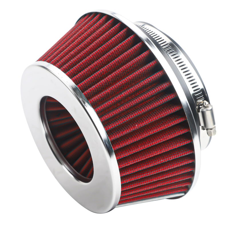 Universal ClampOn Air Filter Fits 3 In 35 In 4 In Three Different Size Height 55 In Length 1125 In High Flow Round Tapered Washable For Car and Motorcycle