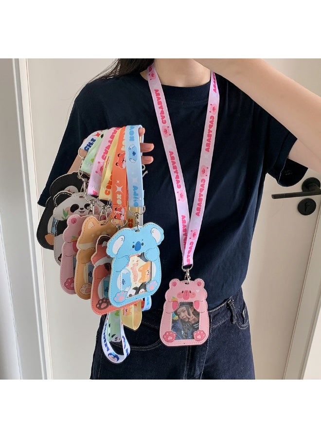 NIBEMINENT 1 - Piece Tongan Animal Series PU Kpop Photo Card Holder Pendant Key Chain ID Badge Holder ID Card Holder Photo Card Protector for School ID Office ID Access Card for Women Girls - Image 3