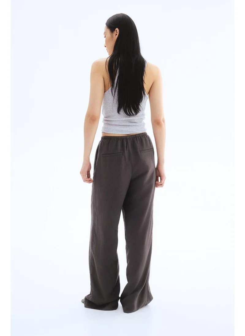 H&M Straight linen-blend trousers