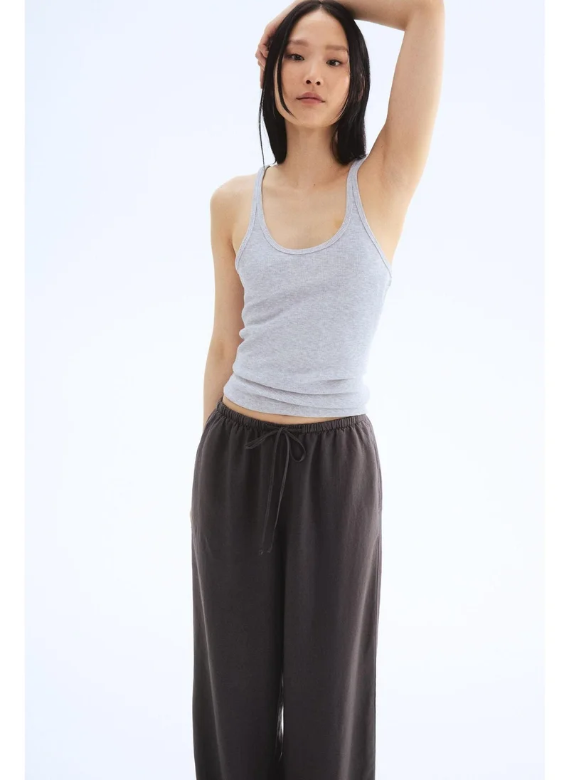 H&M Straight linen-blend trousers