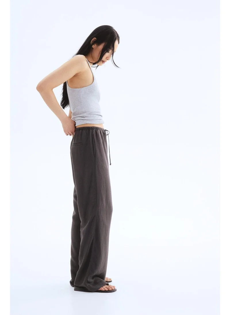 H&M Straight linen-blend trousers