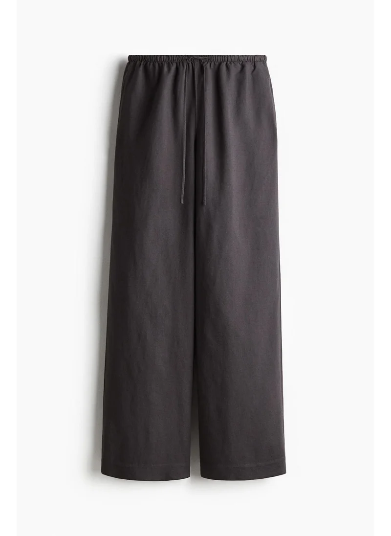 H&M Straight linen-blend trousers