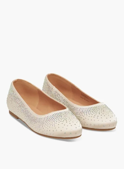 Celeste Girl's Rhinestone Embellished Slip-On Ballerina Shoes