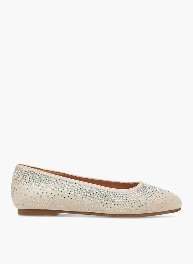 Celeste Girl's Rhinestone Embellished Slip-On Ballerina Shoes