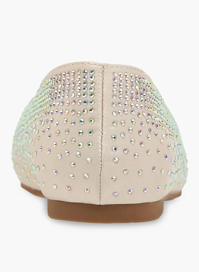 Celeste Girl's Rhinestone Embellished Slip-On Ballerina Shoes