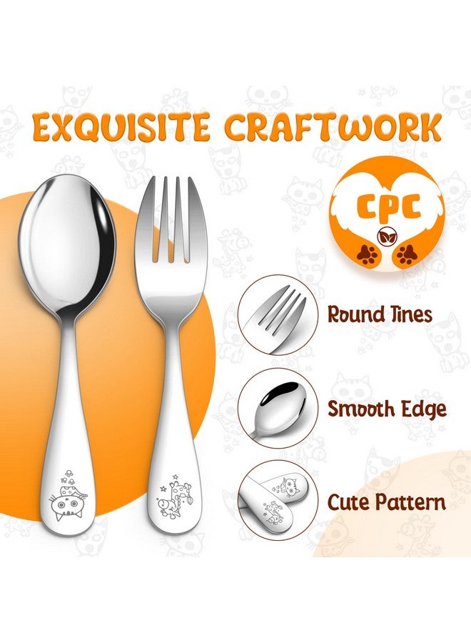 HaWare 12 Pieces Toddler Utensil Sets, Stainless Steel Kids Silverware Set Includes Toddler Forks and Spoons, Kids Safe Cutlery Set for Self Feeding, Cute Animal Handle Pattern, Dishwasher Safe - Image 2