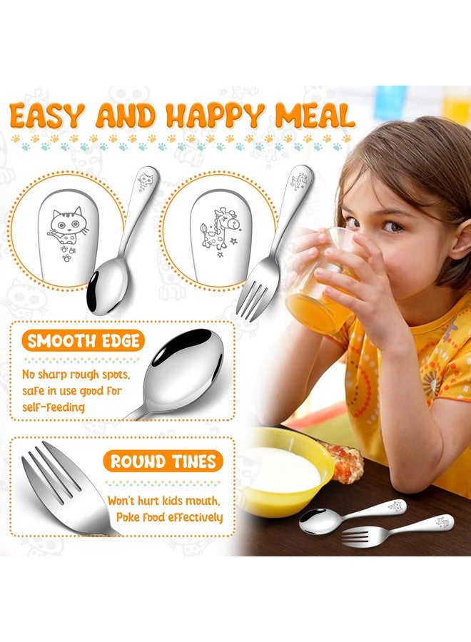 HaWare 12 Pieces Toddler Utensil Sets, Stainless Steel Kids Silverware Set Includes Toddler Forks and Spoons, Kids Safe Cutlery Set for Self Feeding, Cute Animal Handle Pattern, Dishwasher Safe - Image 4