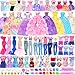 ENOCHT 80 PCS Doll Clothes and Accessories 5 Wedding Gowns 9 Fashion Dresses 3 Tops 3 Pants 1 Evening Dresses 2 Swimsuits Bikini 20 Hangers 18 Shoes and 22 Accessories Toys for 115 inch Doll - Image 2
