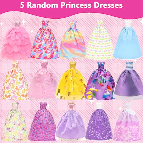 ENOCHT 80 PCS Doll Clothes and Accessories 5 Wedding Gowns 9 Fashion Dresses 3 Tops 3 Pants 1 Evening Dresses 2 Swimsuits Bikini 20 Hangers 18 Shoes and 22 Accessories Toys for 115 inch Doll - Image 5