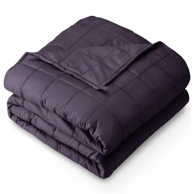 WEIGHTED BLANKET TWIN OR FULL SIZE 7LB 40 X 60 ALLNATURAL 100 COTTON PREMIUM HEAVY BLANKET NONTOXIC GLASS BEADS EGGPLANT 40X60