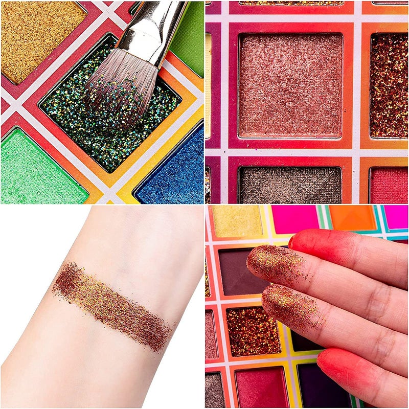 Rechoo 99 Colors Eyeshadow Palette, Rechoo Rainbow Colors Fusion Eyeshadow Palette, Professional Matte Glitter Makeup Pallet, Colorful Powder Long Lasting Eye Shadow - Image 5