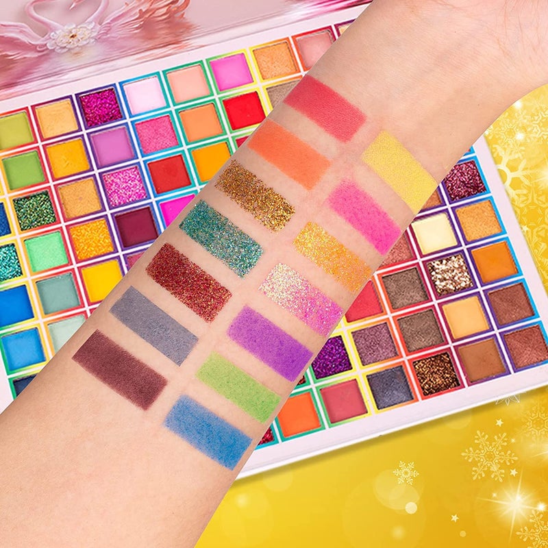 Rechoo 99 Colors Eyeshadow Palette, Rechoo Rainbow Colors Fusion Eyeshadow Palette, Professional Matte Glitter Makeup Pallet, Colorful Powder Long Lasting Eye Shadow - Image 2