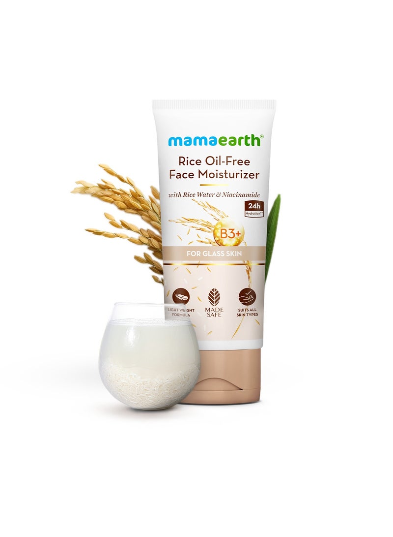 ماما إيرث مرطب الوجه "رايس" (Rice) من Mamaearth الخالي من الزيوت، بماء الأرز والنياسيناميد للحصول على بشرة صافية وناعمة (Glass Skin)، 80 جم - Image 2