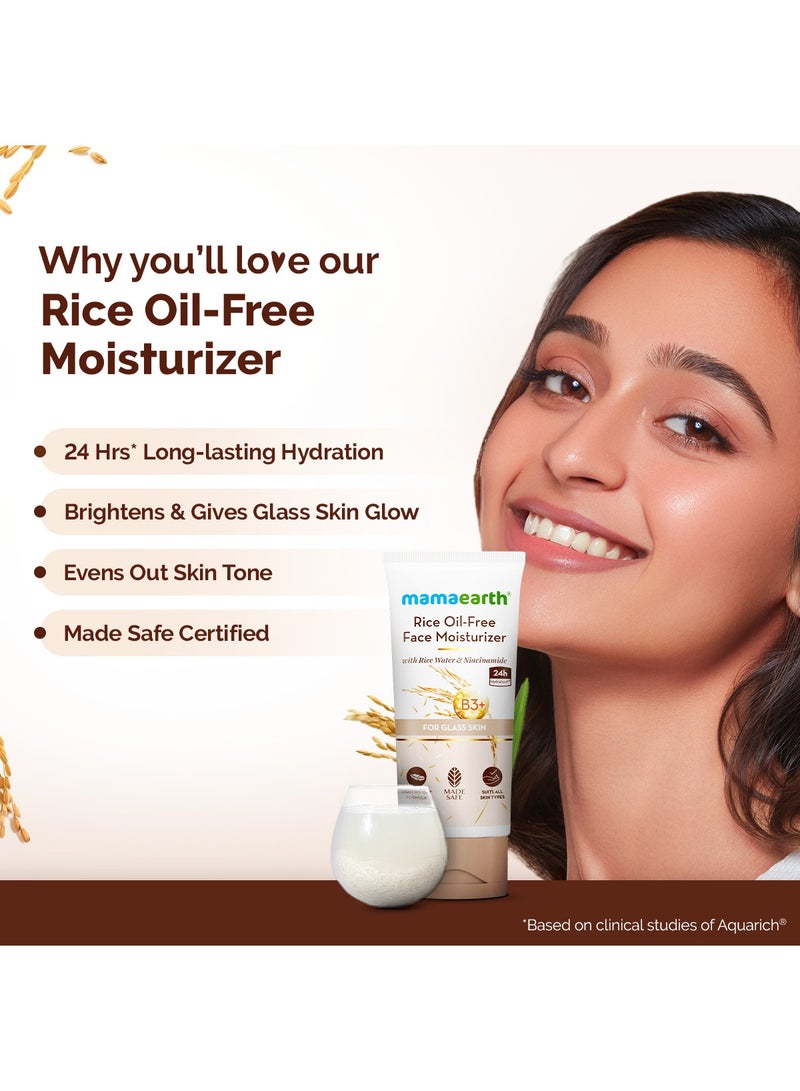 ماما إيرث مرطب الوجه "رايس" (Rice) من Mamaearth الخالي من الزيوت، بماء الأرز والنياسيناميد للحصول على بشرة صافية وناعمة (Glass Skin)، 80 جم - Image 3